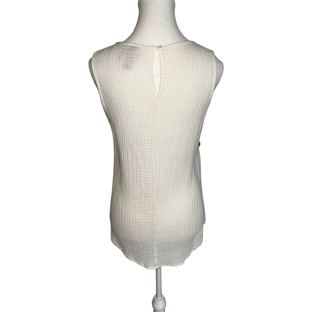 Knox Rose Cream Embroidered Cotton Tank Top Medium Boho Sleeveless - Picture 6 of 7